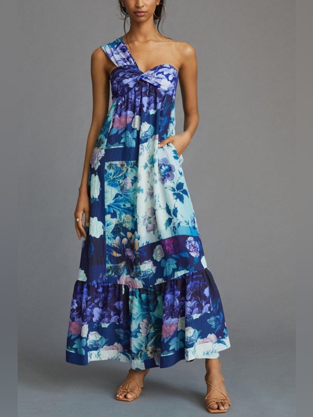 Maeve Anthropologie One-Shoulder Maxi Dress